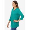 Woman Within Plus Size Perfect Three-Quarter Sleeve V-Neck Tee (Petite Available)(Waterfall)