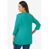 Woman Within Plus Size Perfect Three-Quarter Sleeve V-Neck Tee (Petite Available)(Waterfall)