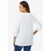 Woman Within Plus Size Perfect Three-Quarter Sleeve V-Neck Tee (Petite Available)(White)