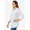 Woman Within Plus Size Perfect Three-Quarter Sleeve V-Neck Tee (Petite Available)(White)
