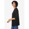Woman Within Plus Size Perfect Three-Quarter Sleeve V-Neck Tunic(Black)