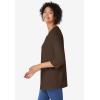 Woman Within Plus Size Perfect Three-Quarter Sleeve V-Neck Tunic(Chocolate)