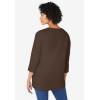 Woman Within Plus Size Perfect Three-Quarter Sleeve V-Neck Tunic(Chocolate)
