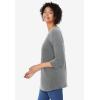Woman Within Plus Size Perfect Three-Quarter Sleeve V-Neck Tunic(Classic Medium Heather Grey)