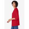 Woman Within Plus Size Perfect Three-Quarter Sleeve V-Neck Tunic(Classic Red)