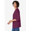 Woman Within Plus Size Perfect Three-Quarter Sleeve V-Neck Tunic(Deep Claret)