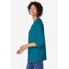 Woman Within Plus Size Perfect Three-Quarter Sleeve V-Neck Tunic(Deep Teal)