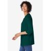 Woman Within Plus Size Perfect Three-Quarter Sleeve V-Neck Tunic(Emerald Green)