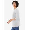 Woman Within Plus Size Perfect Three-Quarter Sleeve V-Neck Tunic(Heather Grey)