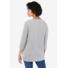 Woman Within Plus Size Perfect Three-Quarter Sleeve V-Neck Tunic(Heather Grey)