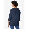Woman Within Plus Size Perfect Three-Quarter Sleeve V-Neck Tunic(Navy)