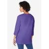Woman Within Plus Size Perfect Three-Quarter Sleeve V-Neck Tunic(Petal Purple)