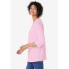 Woman Within Plus Size Perfect Three-Quarter Sleeve V-Neck Tunic(Pink)