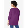 Woman Within Plus Size Perfect Three-Quarter Sleeve V-Neck Tunic(Plum Purple)