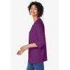 Woman Within Plus Size Perfect Three-Quarter Sleeve V-Neck Tunic(Plum Purple)