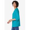 Woman Within Plus Size Perfect Three-Quarter Sleeve V-Neck Tunic(Pretty Turquoise)