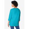 Woman Within Plus Size Perfect Three-Quarter Sleeve V-Neck Tunic(Pretty Turquoise)
