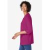 Woman Within Plus Size Perfect Three-Quarter Sleeve V-Neck Tunic(Raspberry)