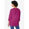 Woman Within Plus Size Perfect Three-Quarter Sleeve V-Neck Tunic(Raspberry)