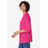 Woman Within Plus Size Perfect Three-Quarter Sleeve V-Neck Tunic(Raspberry Sorbet)