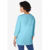 Woman Within Plus Size Perfect Three-Quarter Sleeve V-Neck Tunic(Seamist Blue)