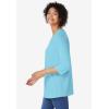 Woman Within Plus Size Perfect Three-Quarter Sleeve V-Neck Tunic(Seamist Blue)