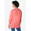 Woman Within Plus Size Perfect Three-Quarter Sleeve V-Neck Tunic(Sweet Coral)