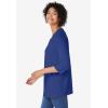 Woman Within Plus Size Perfect Three-Quarter Sleeve V-Neck Tunic(Ultra Blue)