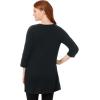 Woman Within Plus Size Perfect Three-Quarter-Sleeve Scoopneck Tunic(Black)
