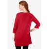 Woman Within Plus Size Perfect Three-Quarter-Sleeve Scoopneck Tunic(Classic Red)