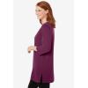 Woman Within Plus Size Perfect Three-Quarter-Sleeve Scoopneck Tunic(Deep Claret)
