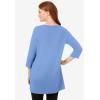 Woman Within Plus Size Perfect Three-Quarter-Sleeve Scoopneck Tunic(French Blue)