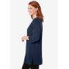 Woman Within Plus Size Perfect Three-Quarter-Sleeve Scoopneck Tunic(Navy)