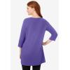 Woman Within Plus Size Perfect Three-Quarter-Sleeve Scoopneck Tunic(Petal Purple)