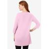 Woman Within Plus Size Perfect Three-Quarter-Sleeve Scoopneck Tunic(Pink)