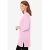 Woman Within Plus Size Perfect Three-Quarter-Sleeve Scoopneck Tunic(Pink)
