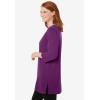 Woman Within Plus Size Perfect Three-Quarter-Sleeve Scoopneck Tunic(Plum Purple)