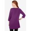 Woman Within Plus Size Perfect Three-Quarter-Sleeve Scoopneck Tunic(Plum Purple)