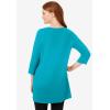 Woman Within Plus Size Perfect Three-Quarter-Sleeve Scoopneck Tunic(Pretty Turquoise)