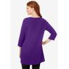 Woman Within Plus Size Perfect Three-Quarter-Sleeve Scoopneck Tunic(Radiant Purple)