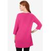 Woman Within Plus Size Perfect Three-Quarter-Sleeve Scoopneck Tunic(Raspberry Sorbet)