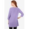 Woman Within Plus Size Perfect Three-Quarter-Sleeve Scoopneck Tunic(Soft Iris)