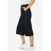 Woman Within Plus Size Petite Elastic-Waist Pull-On Knit Pocket Capri Pants(Black)