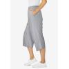 Woman Within Plus Size Petite Elastic-Waist Pull-On Knit Pocket Capri Pants(Heather Grey)
