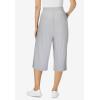 Woman Within Plus Size Petite Elastic-Waist Pull-On Knit Pocket Capri Pants(Heather Grey)