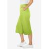 Woman Within Plus Size Petite Elastic-Waist Pull-On Knit Pocket Capri Pants(Lime)
