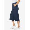 Woman Within Plus Size Petite Elastic-Waist Pull-On Knit Pocket Capri Pants(Navy)