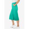 Woman Within Plus Size Petite Elastic-Waist Pull-On Knit Pocket Capri Pants(Pretty Jade)
