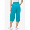 Woman Within Plus Size Petite Elastic-Waist Pull-On Knit Pocket Capri Pants(Pretty Turquoise)