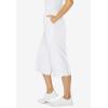 Woman Within Plus Size Petite Elastic-Waist Pull-On Knit Pocket Capri Pants(White)